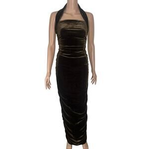Vintage Bodycon Brown Velvet Dress